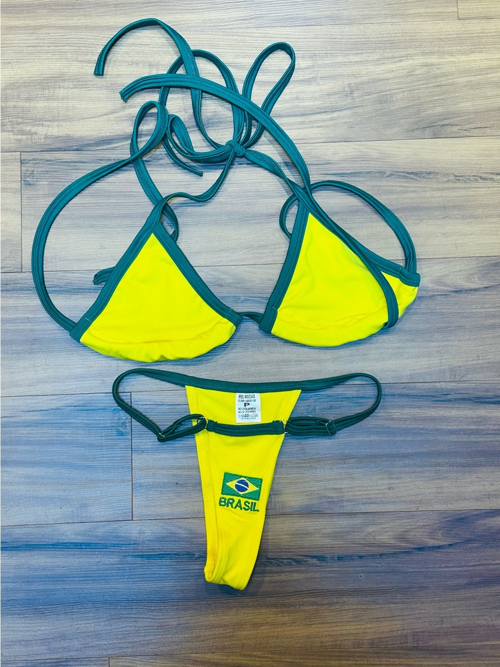 Brasil Flag Yellow & Green Triangle Bikini - Women Swim